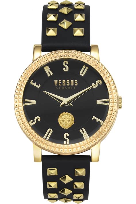 Versus by Versace Women's Pigalle Black Leather Strap Watch 